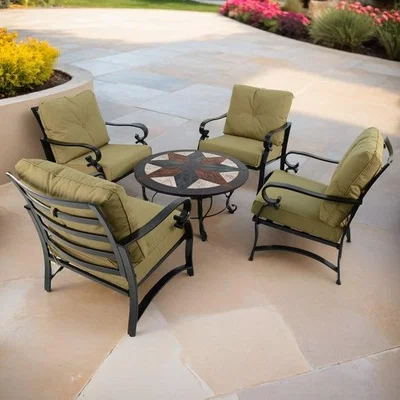Dunelm Exclusive Garden Memphis Round Coffee Table with 4 Westfield Lounge Chairs