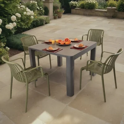 Dunelm Modura Henrik Square Dining Table with 4 Alma Armchairs