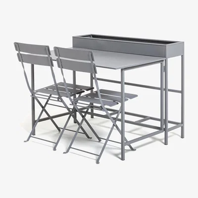 Habitat Habitat Trough 2 Seater Bistro Set - Grey