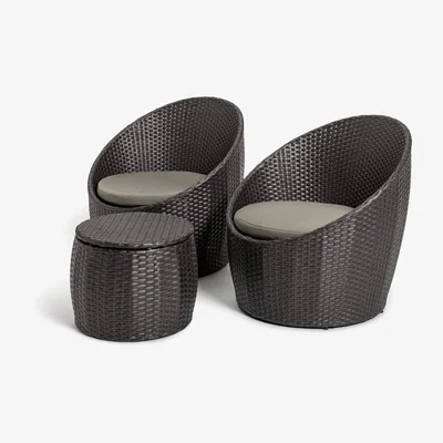 Habitat Habitat 2 Seater Wicker Barrel Bistro Set - Charcoal