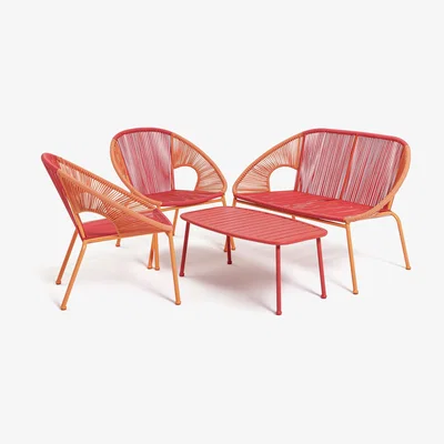 Habitat Habitat Nordic Spring 4 Seater Bistro Set - Pink & Orange