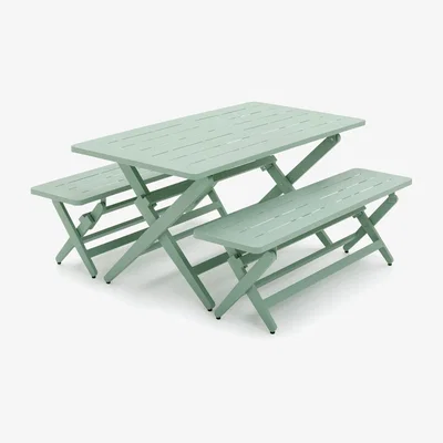 Habitat Habitat Folding 4 Seater Steel Dining Set - Green