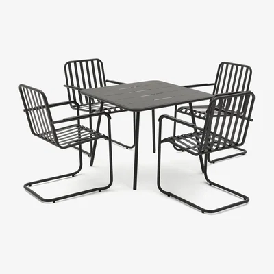 Habitat Habitat Indu 4 Seater Metal Patio Set - Black