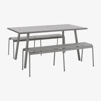 Habitat Habitat Darwin 6 Seater Metal Bistro Set - Grey