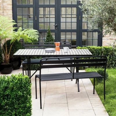 Habitat Habitat Becklen 6 Seater Metal Patio Set - Black