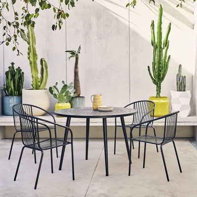 Habitat Habitat Azzura 4 Seater Metal Bistro Set - Black