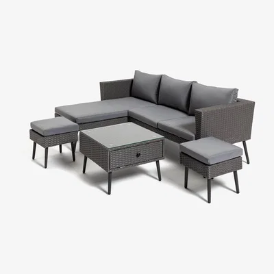 Habitat Habitat 5 Seater Rattan Effect Corner Sofa Set - Grey