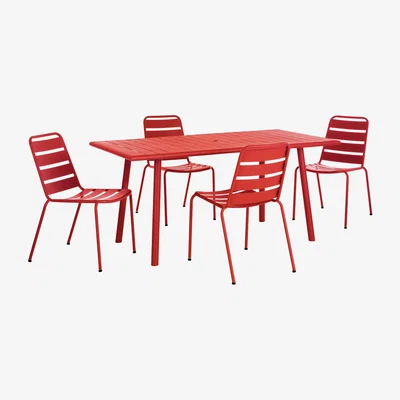 Habitat Habitat Darwin 4 Seater Metal Bistro Set - Red
