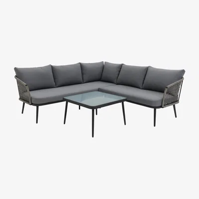 Habitat Habtat Somerset 5 Seater Metal Garden Corner Sofa Set - Grey