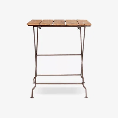 John Lewis Nkuku Rishikesh Folding Iron & Reclaimed Wood Garden Bistro Table, Brown/Natural