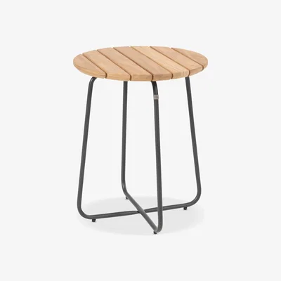 John Lewis 4 Seasons Outdoor Verdi Round Garden Side Table, 45cm, FSC-Certified (Teak Wood), Natural