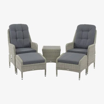 John Lewis Bramblecrest Tetbury 2-Seater Garden Recliner Chairs & Side Table Set, Cloud