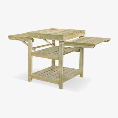 John Lewis Zest Wooden Garden Pizza Oven Table with Pull-Out Shelves, Natural