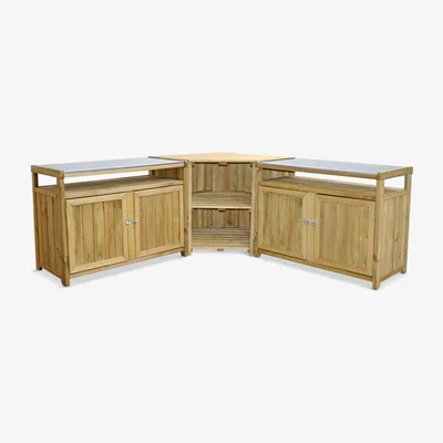 John Lewis Zest Terrazza Wooden Outdoor Kitchen, Natural