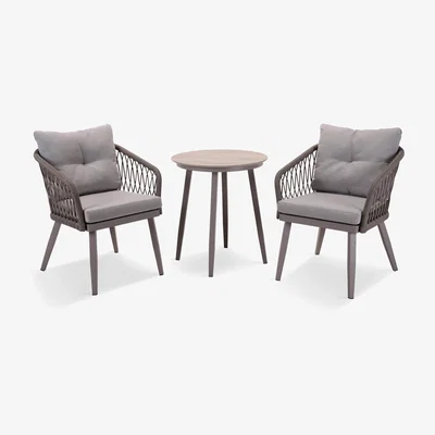 John Lewis LG Outdoor Sarasota 2-Seat Round Garden Bistro Table & Armchairs Set, Grey
