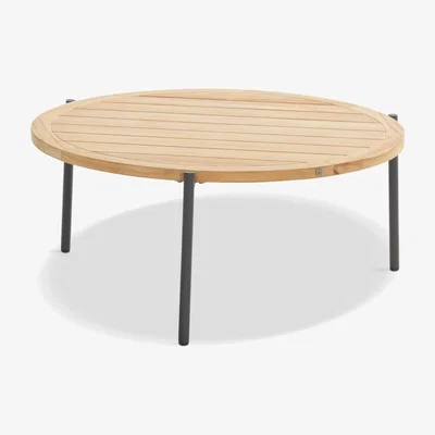 John Lewis 4 Seasons Outdoor Yoga Round Garden Coffee Table, 90cm, FSC-Certified (Teak Wood), Natural/Anthracite