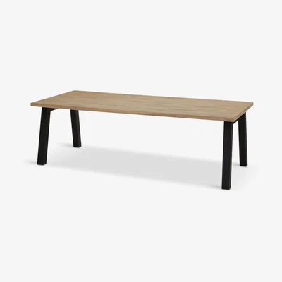 John Lewis 4 Seasons Outdoor Derby Rectangular Garden Dining Table, 240cm, FSC-Certified (Teak Wood), Natural/Anthracite