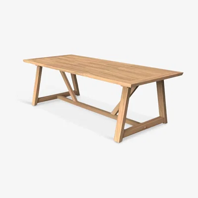 John Lewis 4 Seasons Outdoor Noah Rectangular Garden Dining Table, 260cm, FSC-Certified (Teak Wood), Natural
