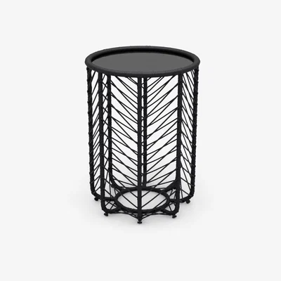 John Lewis John Lewis & Partners Chevron Round Garden Side Table, Black/Grey