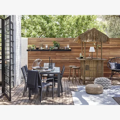 John Lewis John Lewis Miami Ceramic-Effect Glass Top 6-Seat Garden Table