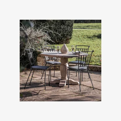 John Lewis Gallery Direct Camillo 4-Seater Round Teak Wood Garden Dining Table, Natural