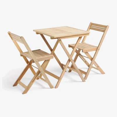 John Lewis John Lewis ANYDAY Acacia Wood Foldable 2-Seater Garden Bistro Table & Chairs Set, Natural