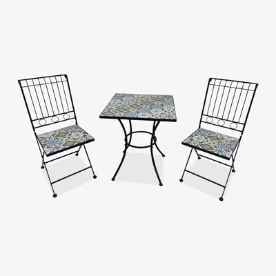 John Lewis Suntime Alexandria Mosaic 2-Seater Garden Bistro Table & Chairs Set, Black/Multi