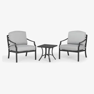 John Lewis John Lewis Marlow Aluminium 2-Seater Garden Bistro Table & Chairs Set, Grey