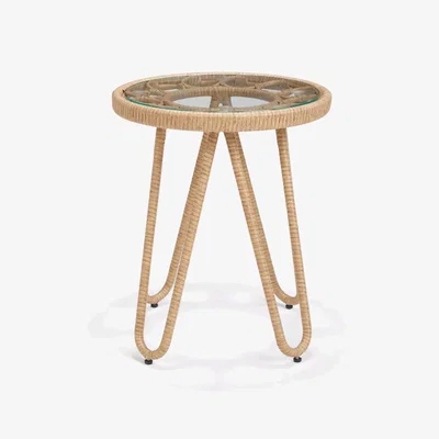 John Lewis John Lewis Infinity Cane Garden Side Table, 42cm, Natural