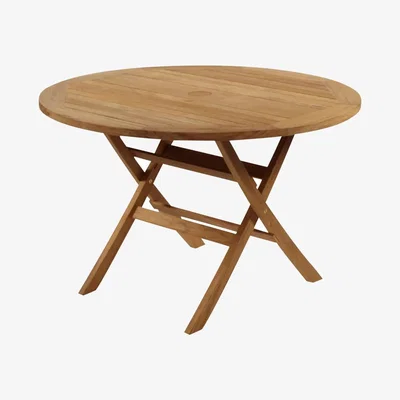 John Lewis Barlow Tyrie Ascot Folding Round Wooden Garden Dining Table, 109cm, Teak
