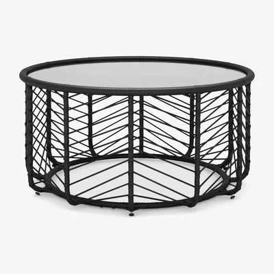 John Lewis John Lewis & Partners Chevron Round Garden Coffee Table, Black/Grey