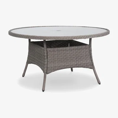 John Lewis KETTLER Charlbury Glass Top Round Garden Dining Table, 140cm, Natural