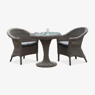 John Lewis 4 Seasons Outdoor Valentine 2-Seater Garden Bistro Table & Round Chairs Set, Brown