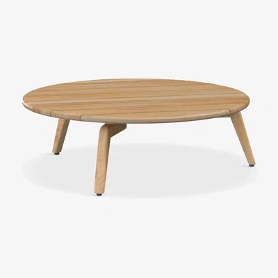 John Lewis 4 Seasons Outdoor Zucca Round Garden Coffee Table, 90cm, FSC-Certified (Teak Wood), Natural