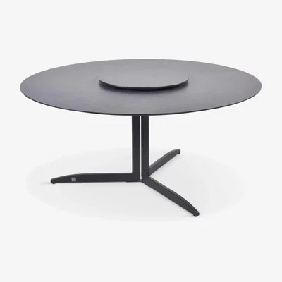 John Lewis 4 Seasons Outdoor Embrace Round Garden Dining Table with Lazy Susan, 160cm, Anthracite