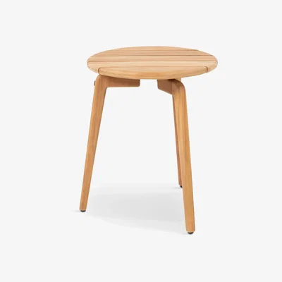John Lewis 4 Seasons Outdoor Zucca Round Garden Side Table, 45cm, FSC-Certified (Teak Wood), Natural