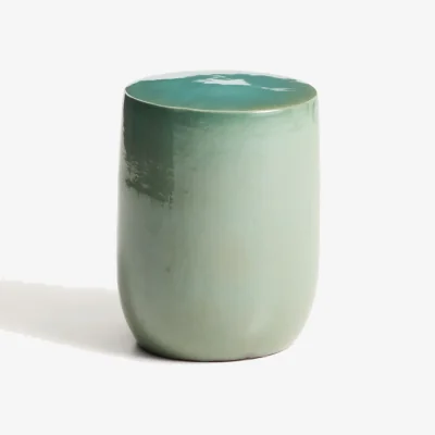 Kave Home Mesquida outdoor side table in ceramic with glazed turquoise finish Ø 35cm