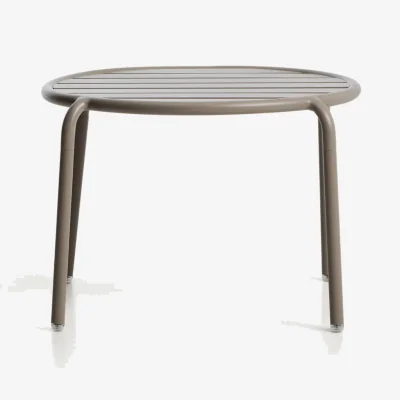 Kave Home Joncols outdoor side table in aluminium with taupe painted finish Ø 60cm