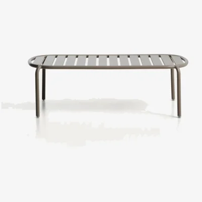 Kave Home Joncols outdoor coffee table in aluminium with taupe painted finish Ø 113 x 65cm