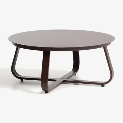 Kave Home Tamaris brown aluminium outdoor coffee table Ø80cm