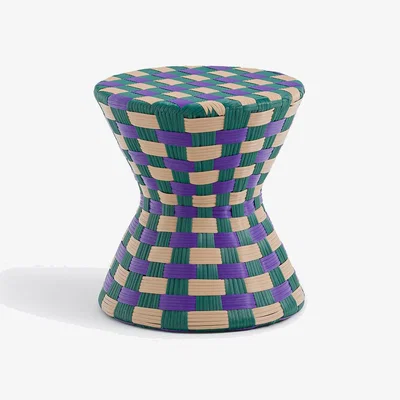 La Redoute Metal Sofa Side Table Bianca Steel Woven Resin