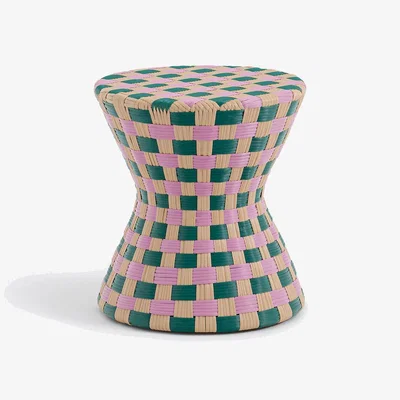 La Redoute Metal Sofa Side Table Bianca Steel Woven Resin