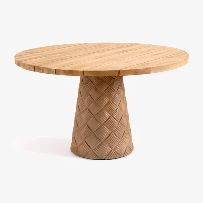 La Redoute Argine Round Solid Teak & Rockstone Garden Table