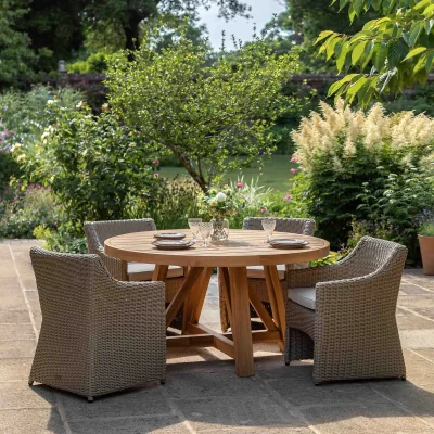La Redoute Carrington Round Teak Garden Dining Table (Seats 6)