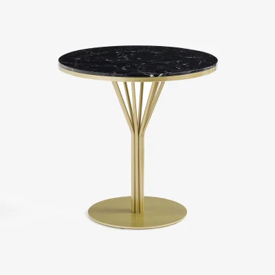 La Redoute Bistro Round Metal & Marble Garden Table