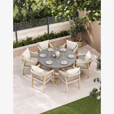 Marks & Spencer Royalcraft Luna 6 Seater Dining Table with Roma Chairs - Cream Mix, Cream Mix