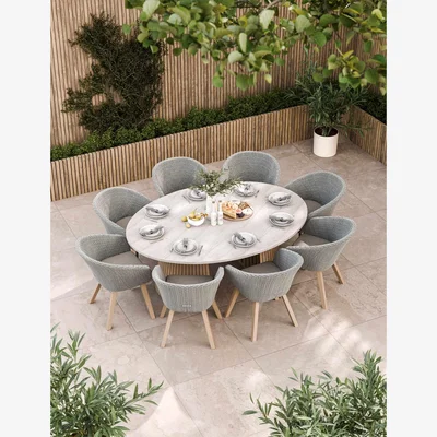 Marks & Spencer Royalcraft Saturn Ellipse 8 Seater Dining Table With Sol Chairs - Cream Mix, Cream Mix