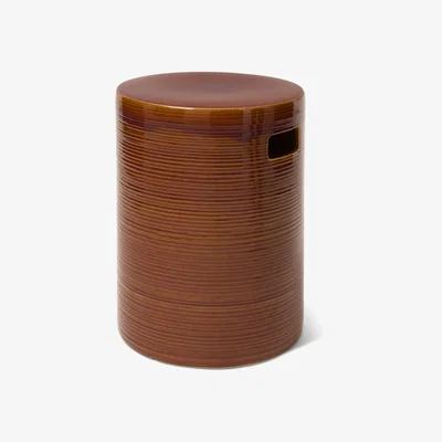 Made.com Sacha Garden Stool, Burnt Orange Reactive Glaze