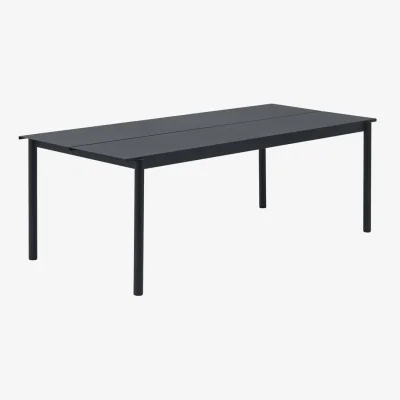 Made in Design Linear Rectangular table metal black / Steel - 220 x 90 cm - Muuto