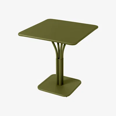 Made in Design Luxembourg Square table metal green / 71  x 71 cm - Central leg - Fermob